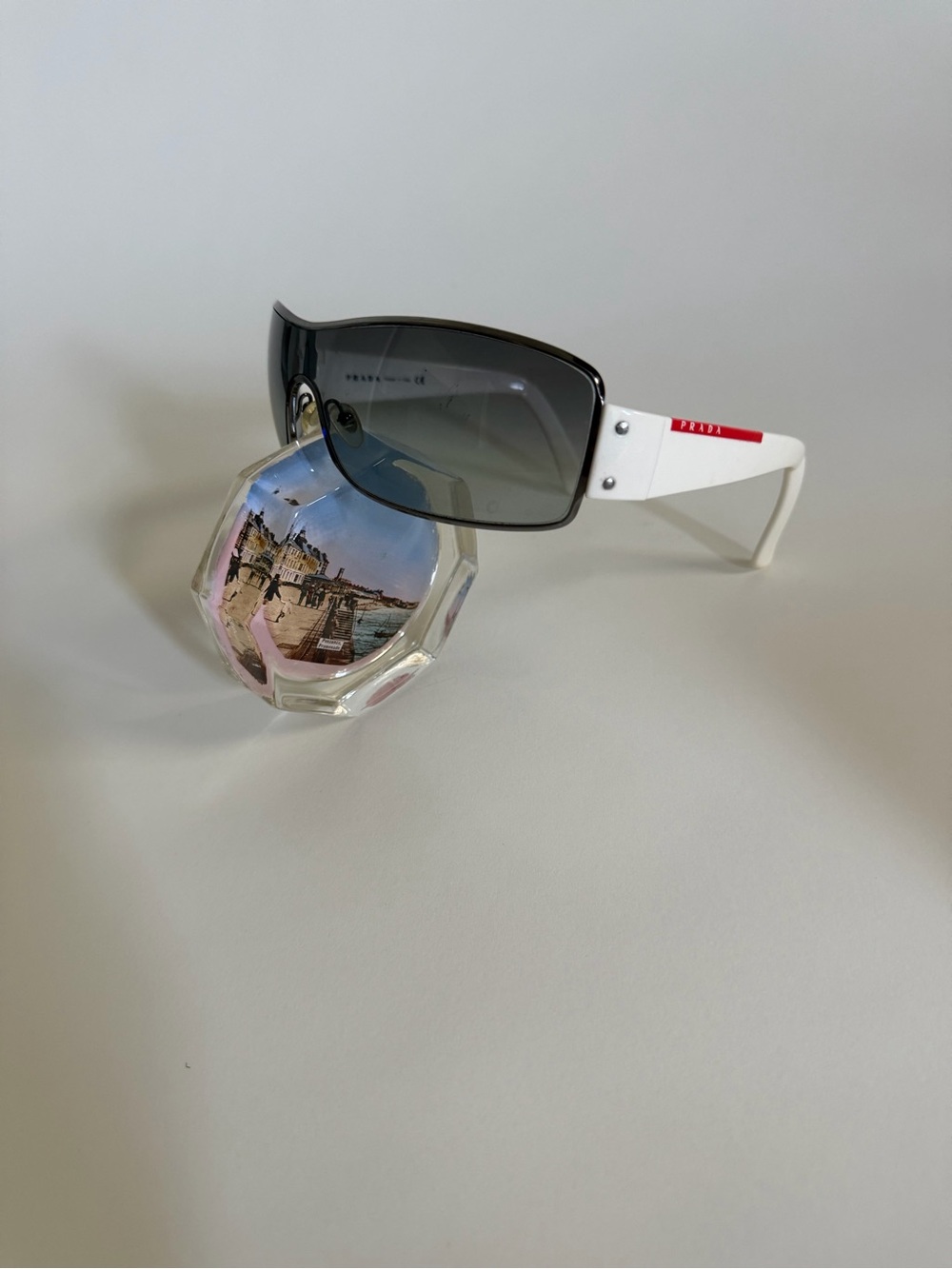 Vintage Y2K Prada Shield Sunglasses Model SPS 52E 4AO… - Gem